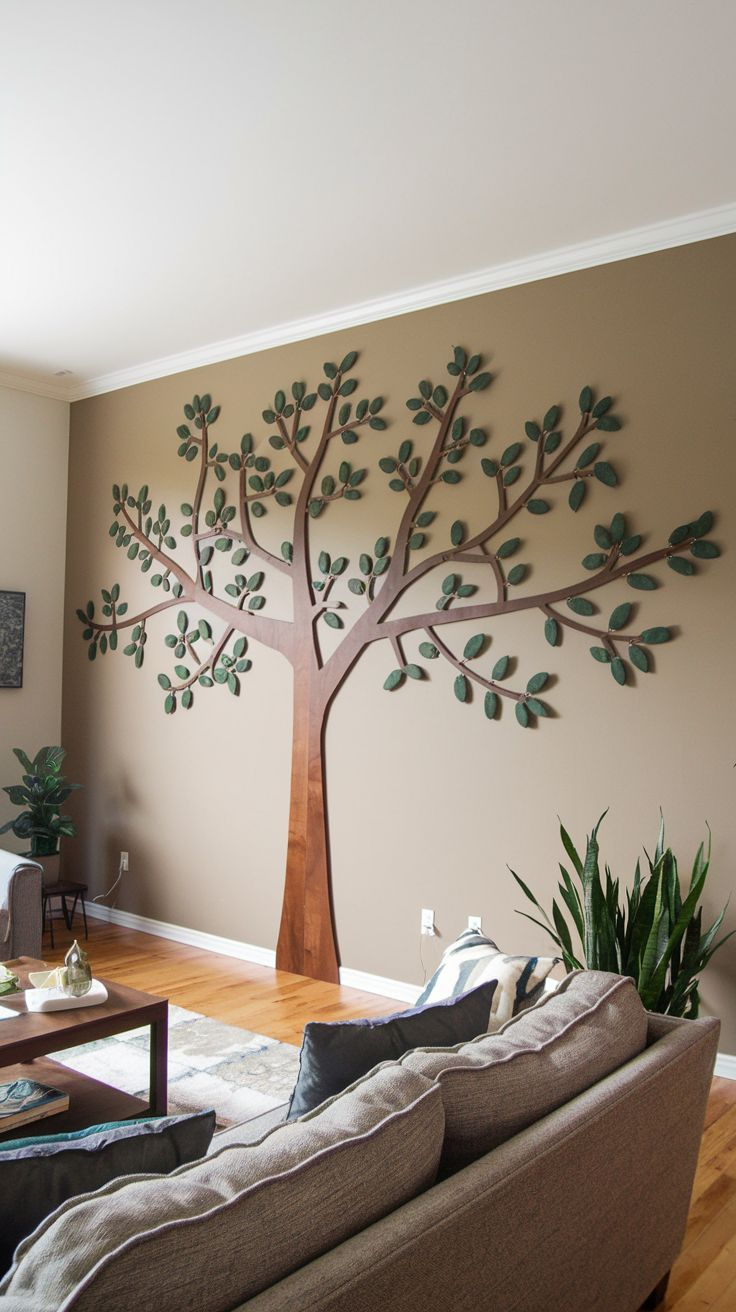 10 Graphic Tree Wall Concepts For Modern Apartments | Tree Wall ... in Whimsical Tree Acrylic Hand Painted Canvas Wall Art Black Frame