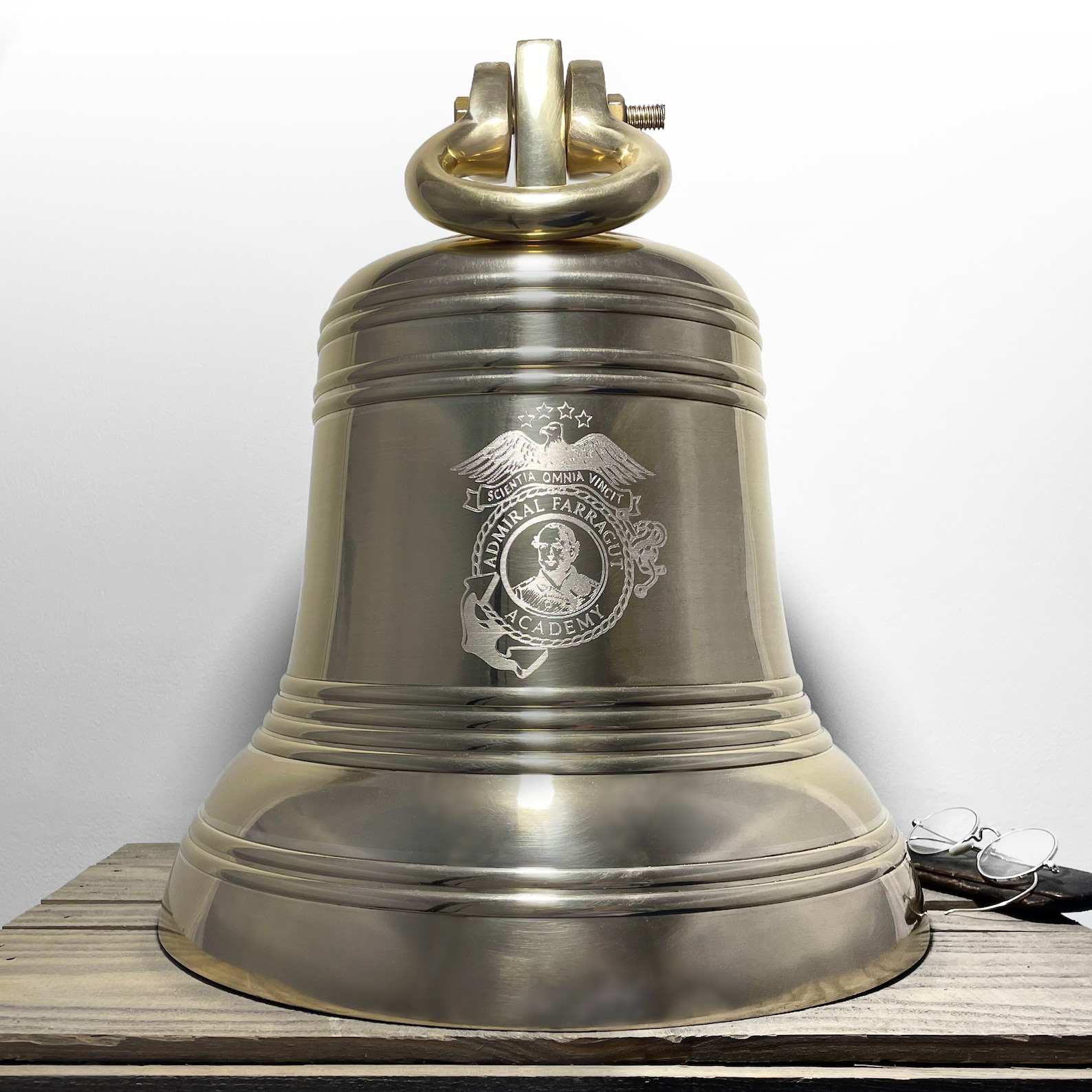 14 Inch Engravable Ridged Polished Brass Bell With Shackle - Etsy within 8" Polished Brass Bell
