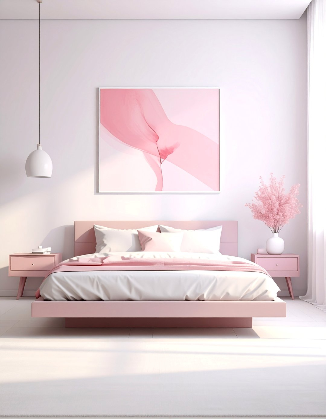 15 Blush Pink Bedroom Ideas For A Soft And Romantic Space inside 60X48Inch Original Large Blush Pink White Minimal Abstract Painting Modern