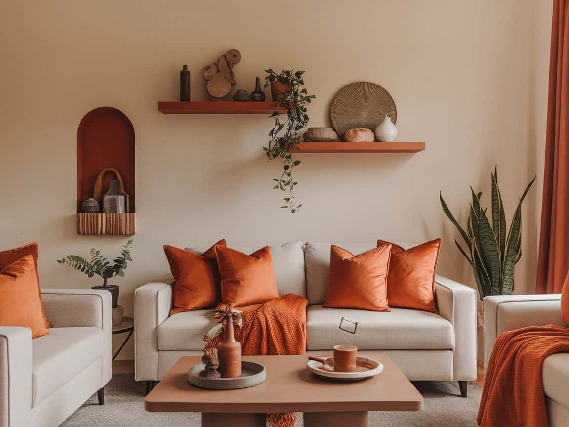 15 Earth Tones Living Room Ideas For 2025 in Teak Wood Bowl Wall Art, Metallurgy Edge, Small