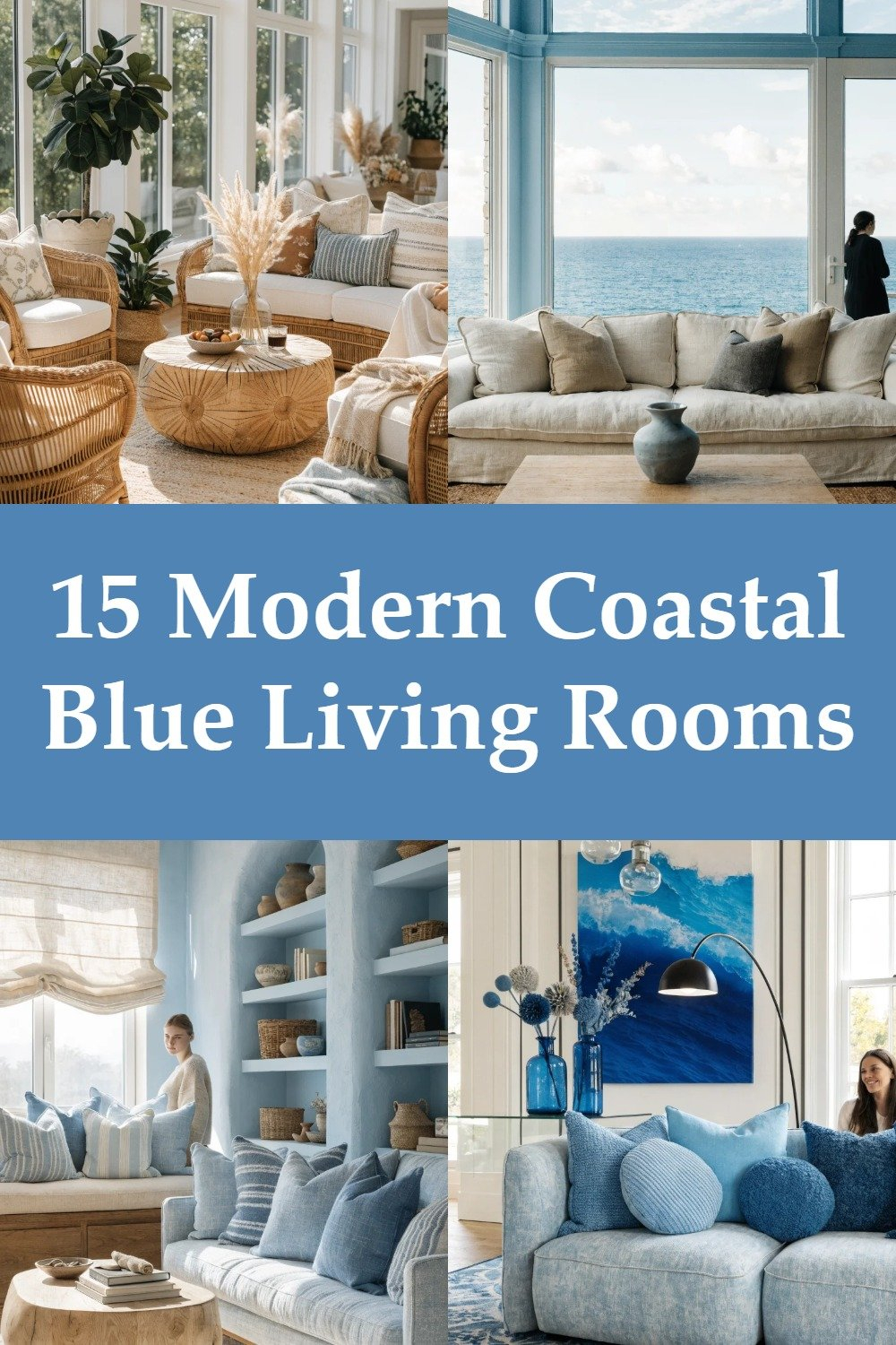 15 Modern Coastal Living Rooms: Clean Lines, Soft Blue Room Decor For ... with Sail Fish Wall Sculpture, Silver Leaf