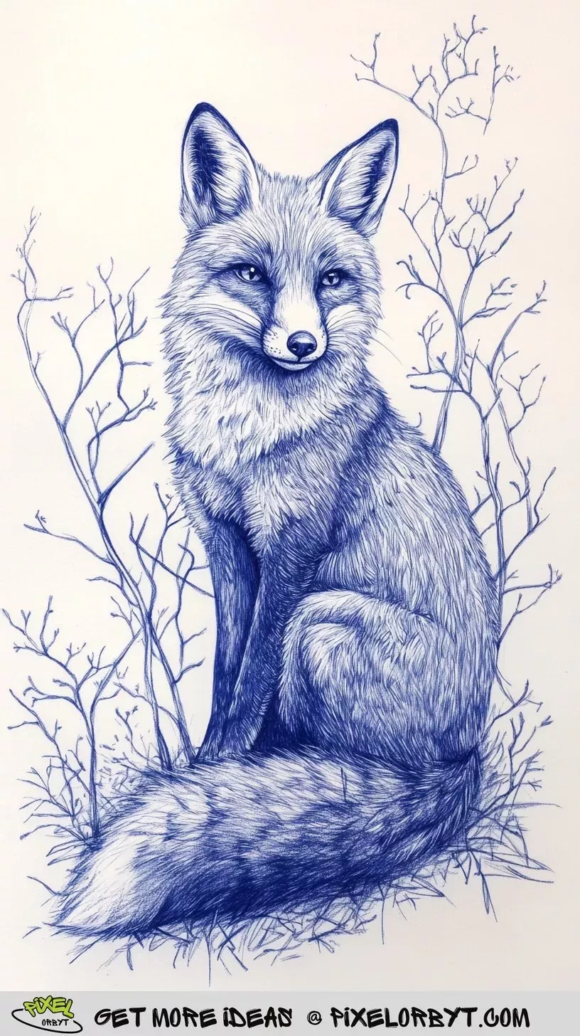 24 Unique Pen Sketching Ideas - Pixel Orbyt | Sketches, Fox Drawing ... regarding "Wish Upon A Star" Fox And The Finch Painting