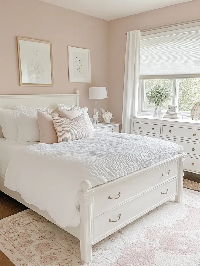 26 Stunning Pink Bedroom Ideas For A Chic Makeover throughout 60X48Inch Original Large Blush Pink White Minimal Abstract Painting Modern