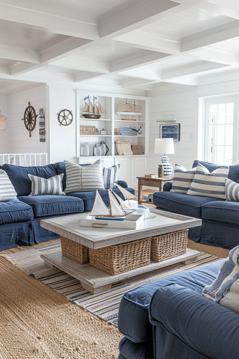 29 Coastal Style Decorating Ideas To Refresh Your Home - Learn California pertaining to Rustic Wood Finish Decorative Ship Wheel With Seashell 6'', Boat Wheel