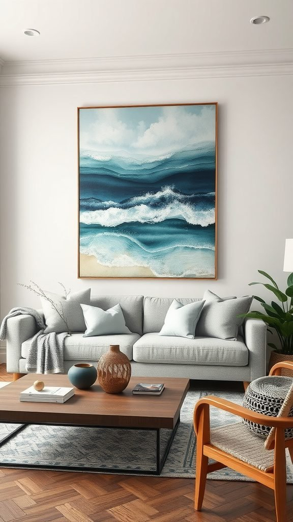 Designing Calming Room Focal Points With Minimalist Round Coastal Metal Artwork