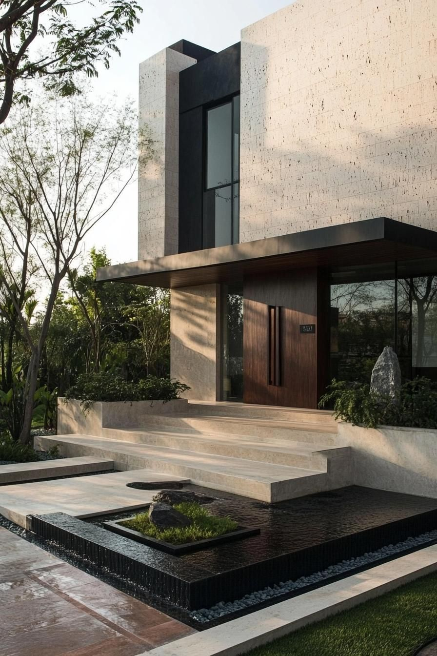 40 Zen Style Modern House Exterior Designs For A Tranquil Home – Artofit within Original Art "Monochrome Waves" Textured Canvas Painting
