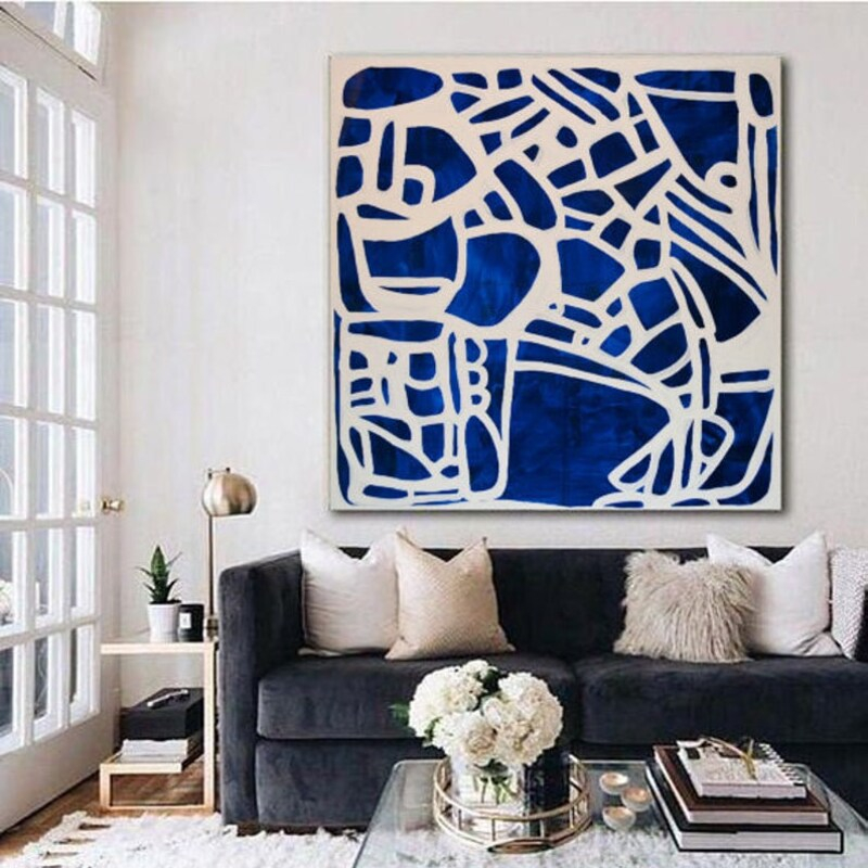48X48 Large Wall Art - Etsy pertaining to 48X48 In Black Gray Abstract Art Oversized Modern Painting Minimal Wall Art