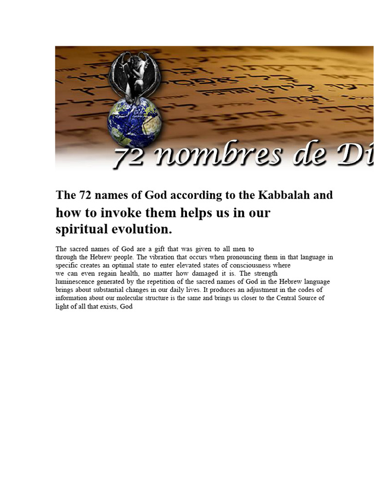 72 Names Of God For Spiritual Growth | Pdf | Names Of God In Judaism ... for Exploring the Spiritual Significance of the 72 Inch Corpus Form