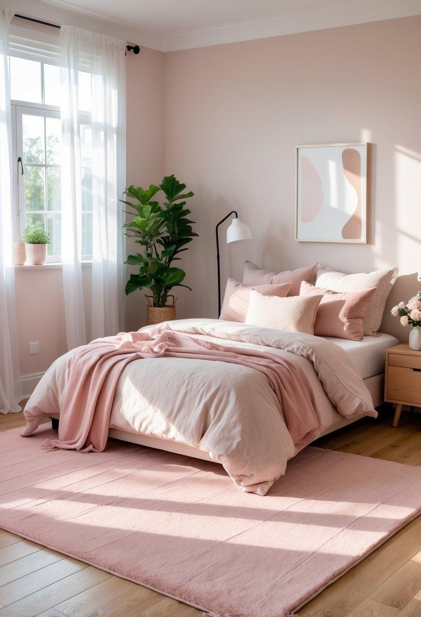 9 Pink Bedroom Ideas To Transform Your Space With Style And Elegance intended for 60X48Inch Original Large Blush Pink White Minimal Abstract Painting Modern