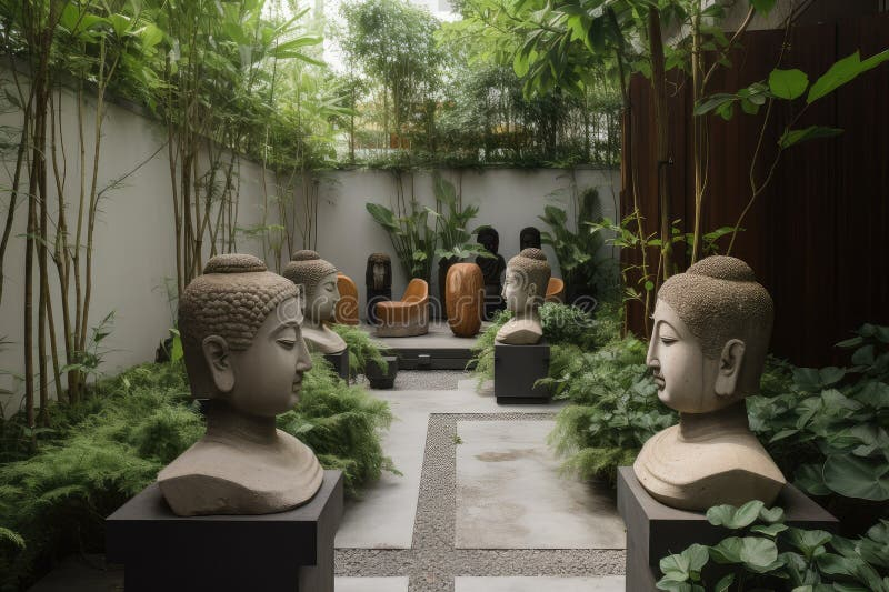 A Garden Filled With Sculptures And Greenery Bringing Nature Into The ... intended for Why Modern Gardeners Are Bringing Folklore Inside with Heavy Resin Sculptures