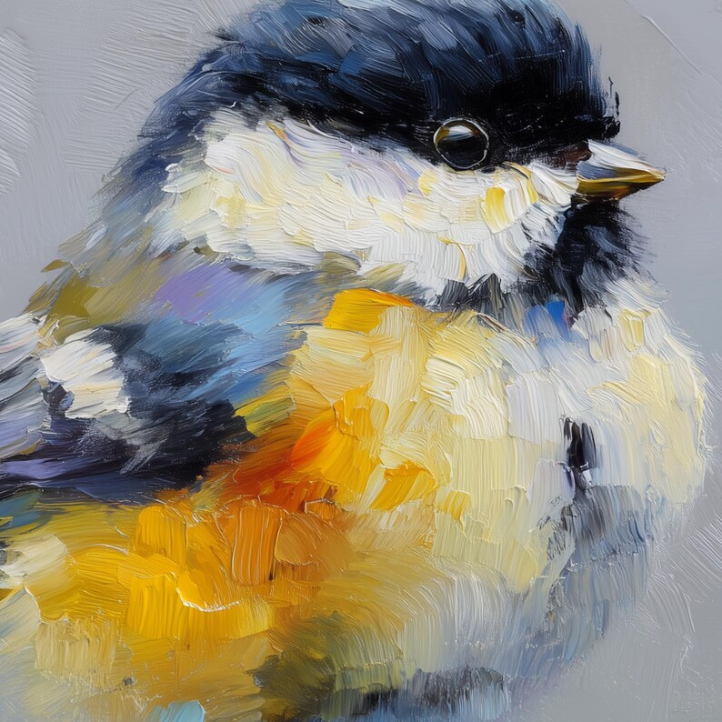 Abstract Bird Oil Painting Colorful Songbird Wall Art Textured Wildlife ... intended for Appreciating the fine details of textured brushwork in wildlife art pieces