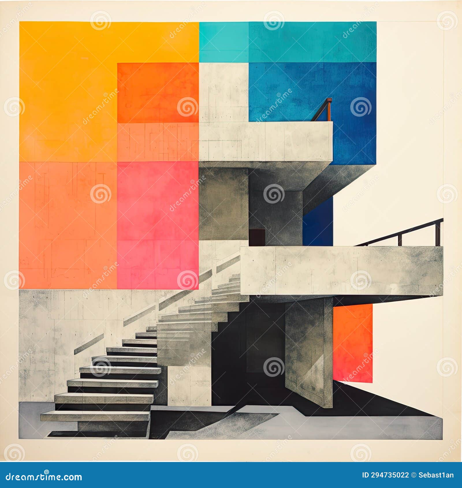 Abstract Illustrations Of Brutalist Style Buildings Capture The Essence ... within Original Abstract Watercolor Painting, "Future Cathedral Window," By Henry Brown