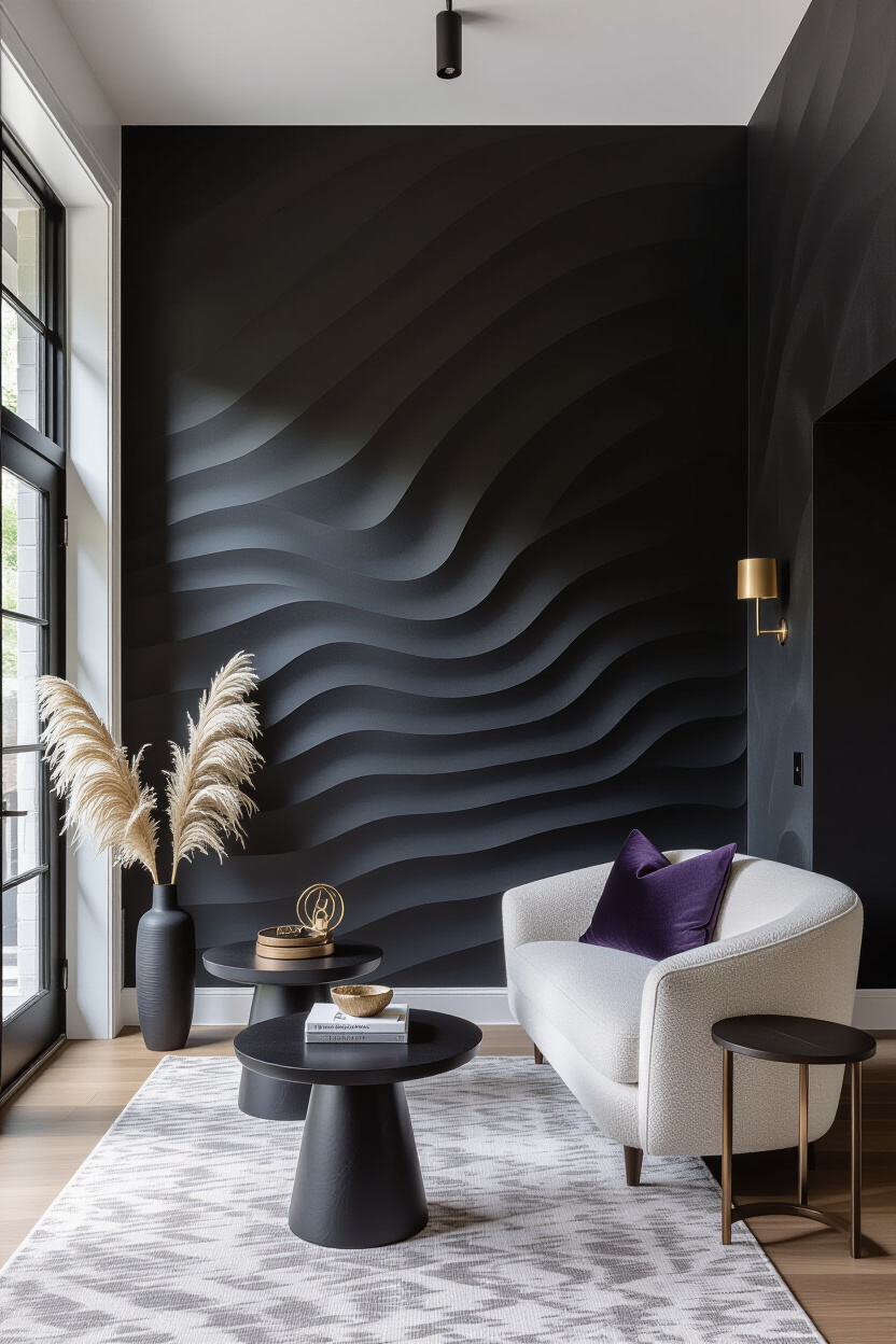 Accent Walls In Living Room: 25 Bold Textures, Colors, Designs - Lavish ... pertaining to Teak Wood Bowl Wall Art, Metallurgy Edge, Small