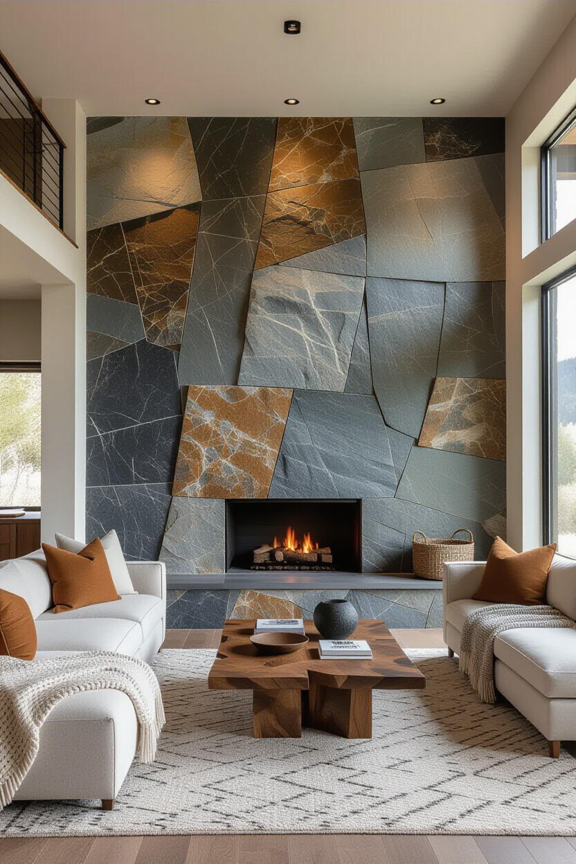 Accent Walls In Living Room: 25 Bold Textures, Colors, Designs - Lavish ... regarding How to balance organic textures and metallic accents in compact living areas