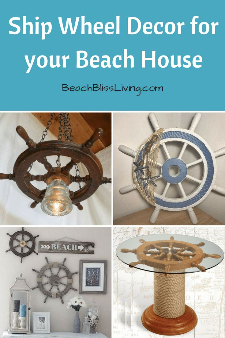 Add A Nautical Touch To Your Beach House With Ship Wheels throughout Dark Blue Decorative Ship Wheel With Seashell 6'', Boat Steering Wheel