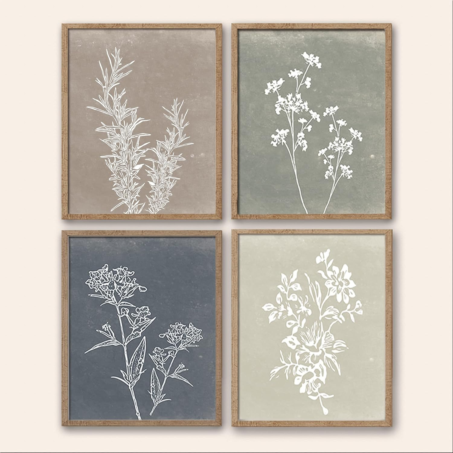 Amazon.com: Framed Boho Wall Art Set Of 4 For Wooded Minimalist ... with What Makes Framed Botanical Prints Such an Enduring Choice for Minimalist Decor