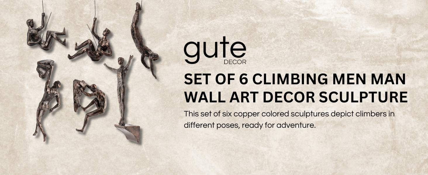 Amazon.com: Gute Set Of 6 Climbing Men Man Wall Art Decor Sculpture ... throughout Climbing Man Position #3 Wall Art, Set Of 4, Blue