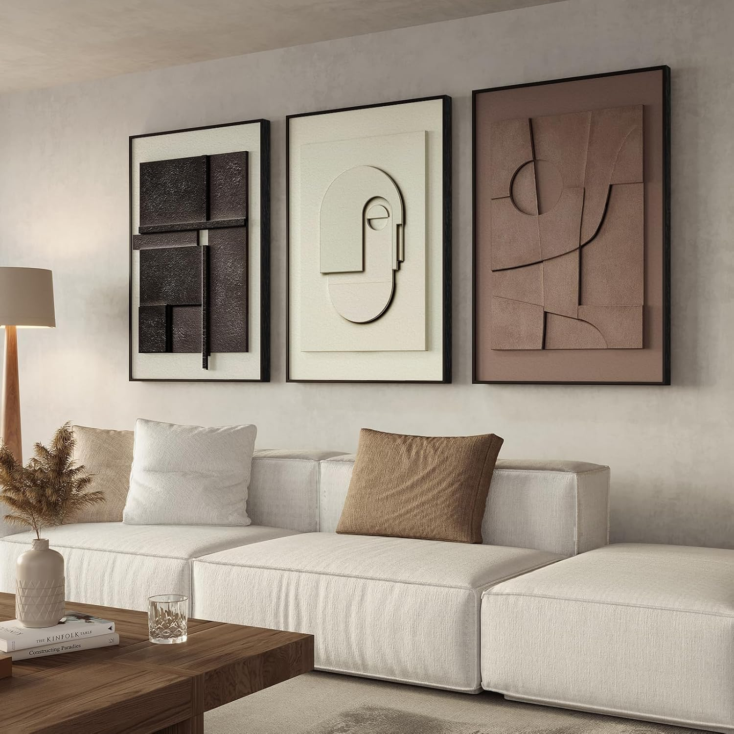 Amazon.com: Large 3D Textured Framed Abstract Wall Art For Living Room ... with regard to Color Swathe Wall Décor W/Frame Large