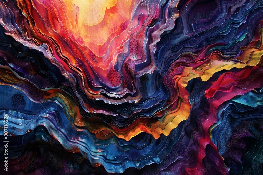 An Immersive 3D Scene Of Abstract Figures, Their Surfaces A Canvas For ... with regard to The Story of Texture and Color in the Renowned Good Feelings Canvas