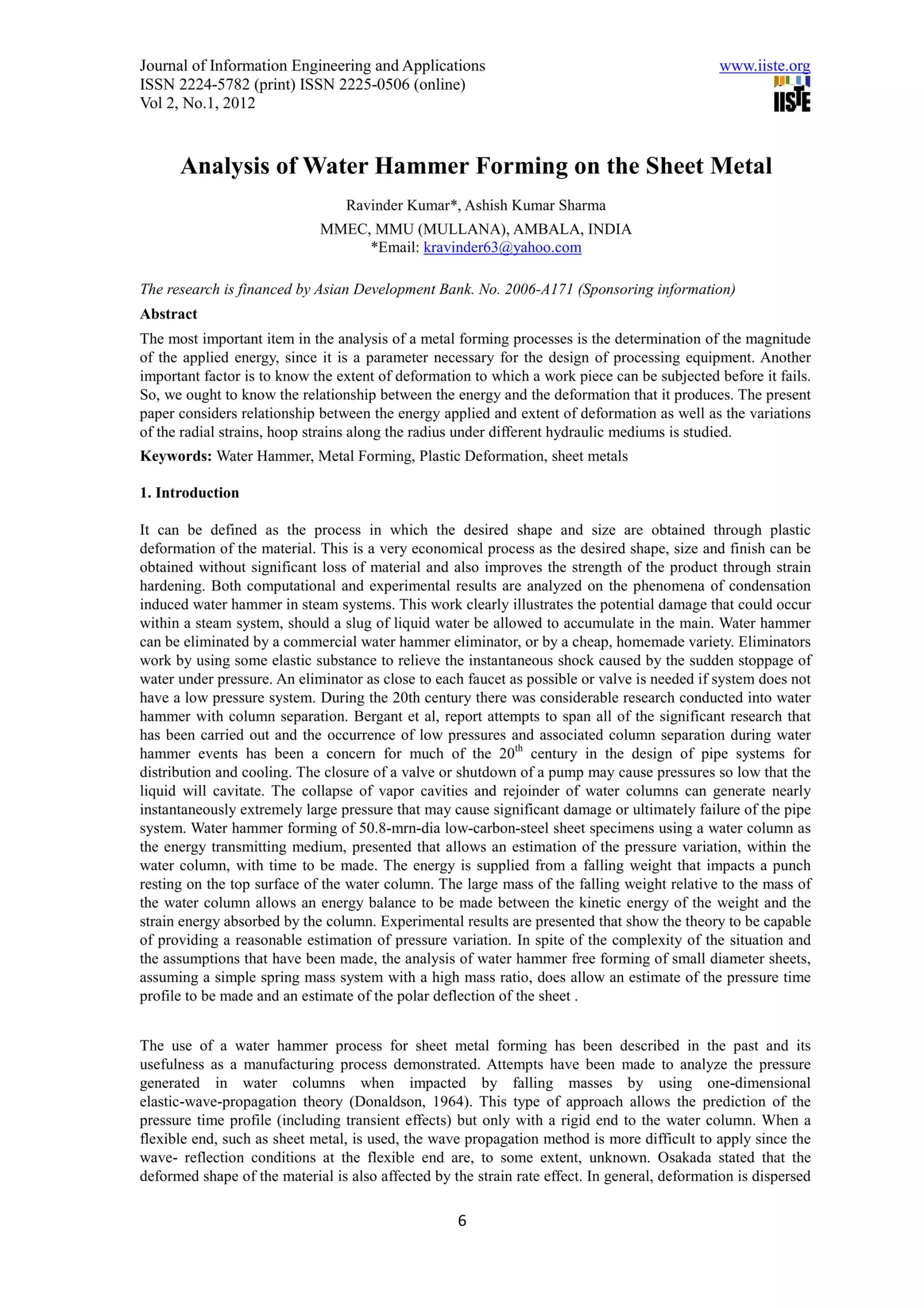 Analysis Of Water Hammer Forming On The Sheet Metal (2) | Pdf intended for A Masterclass in Mediums Analyzing the Balance of Metal and Glass in Fine Art