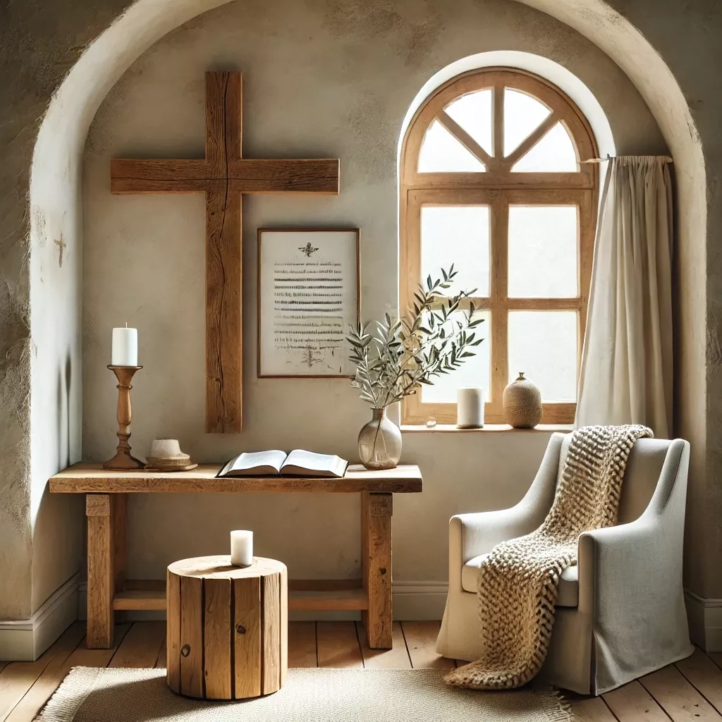 Best 13 Cozy And Christian: 10 Prayer Corner Ideas For Small Homes ... inside "Heaven's Perfect Gift" Wrapped Canvas Art Print, 24"X24"X1.5"