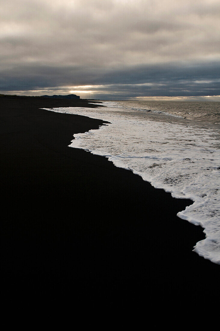 Black Sand Beach Tumblr for Blue Volcanic Beach, Seashore Photography Large Disc Metal Artwork, 11"