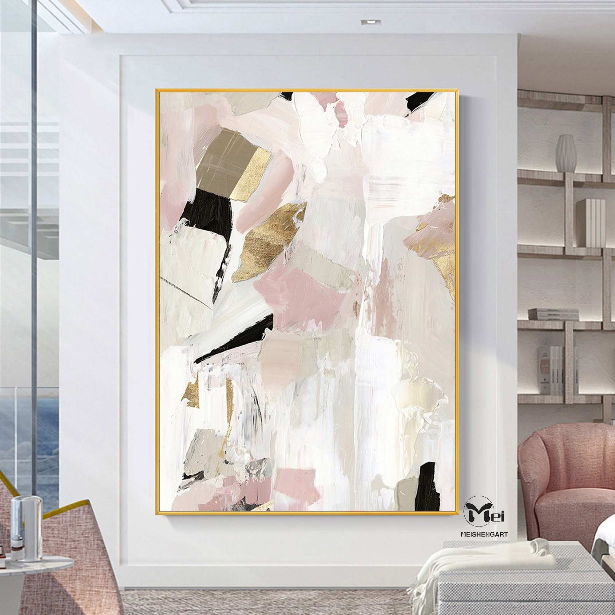 Blush Pink Abstract Painting At Michael Danforth Blog in 60X48Inch Original Large Blush Pink White Minimal Abstract Painting Modern