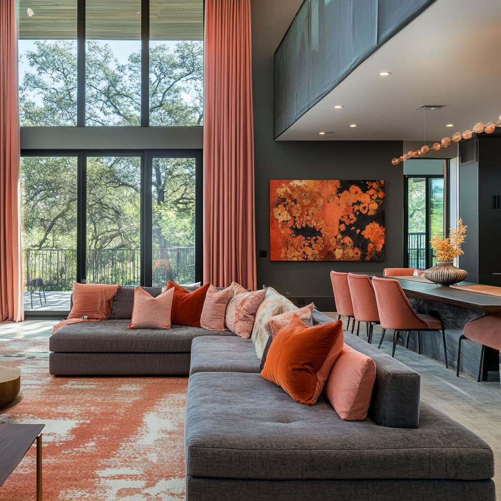 Burnt Orange Living Room Ideas Pinterest for 60X48 Inch Original Brown Orange Large Abstract Art Contemporary
