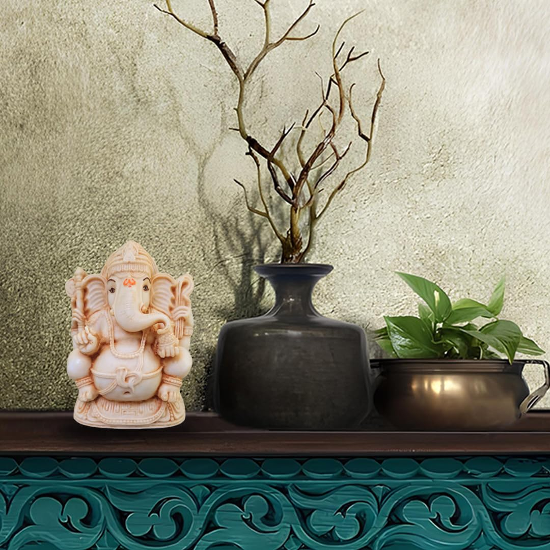 Buy Carpenta Ganesha Statue Handmade Polymarble Statue Lord Ganpathi ... with Ganesha Wall Ivory Colored Tusk
