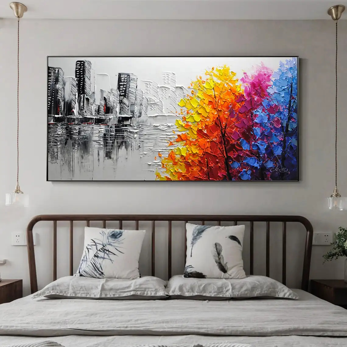 Canvas Paintings For Bedroom in Transforming Blank Walls Into Serene Autumn Retreats Using Textured 36 by 48 Inch Canvas Paintings