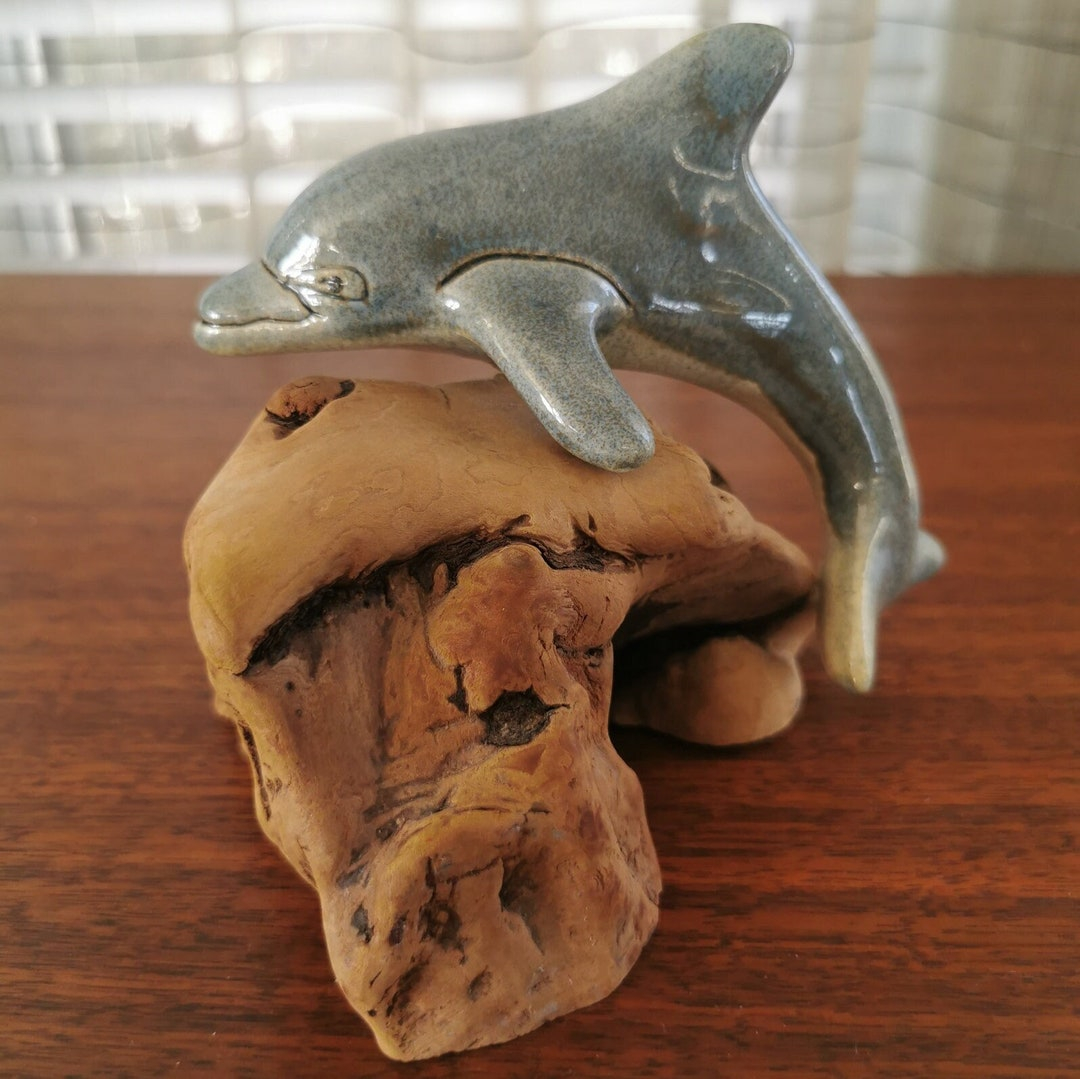 Cardee West Ceramic Dolphin On Burl Wood, Vintage Roseburg Oregon ... intended for Tuscan Nd Dolfi 26” Sunflower Wall Art