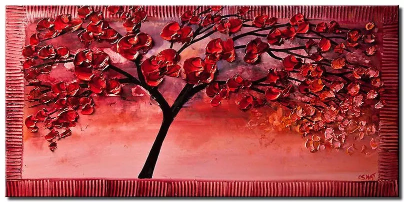 Cherry Blossom Painting On Canvas Abstract Tree Paintings " Cherry pertaining to Understanding the Symbolism of Orange Cherry Blossoms Hand Painted Canvas Art in Modern Interiors