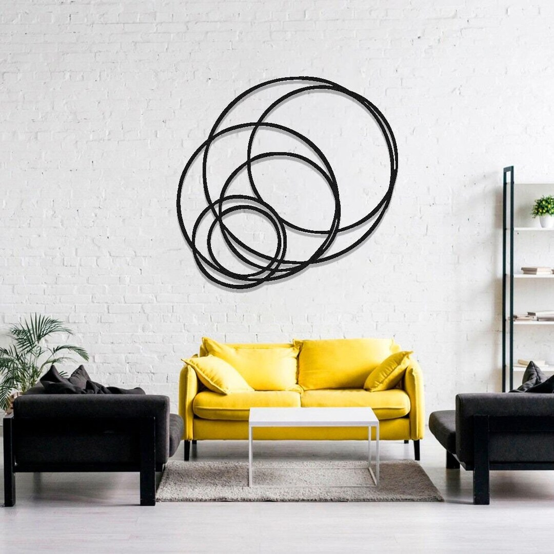 Circular Metal Wall Art, Abstract Minimalist Round Metal Wall Decor For ... inside Full Moon Fantasy Seascape, Landscape Round Metal Wall Art, 11"