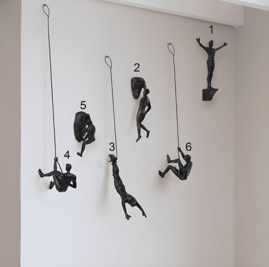 Climbing Man Wall Sculpture: Polyresin Rock Climbing Decor, Set Of 6 - Etsy with Why the Gold Climbing Man Set of 4 Has Become a Modern Interior Design Phenomenon