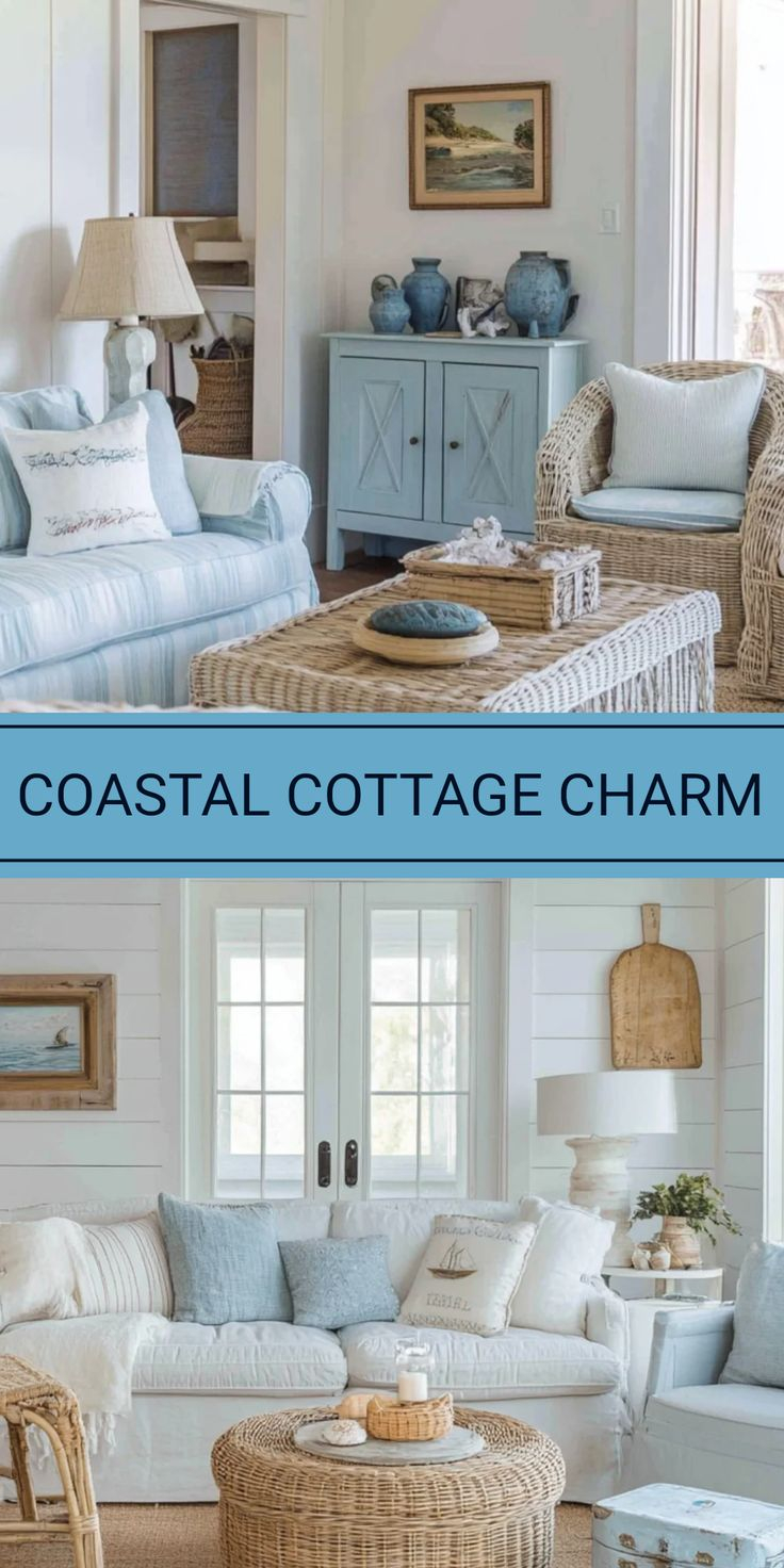 Coastal Cottage Charm With Vintage Touches | Coastal Cottage Style ... with Rustic Wood Finish Decorative Ship Wheel With Seashell 6'', Boat Wheel