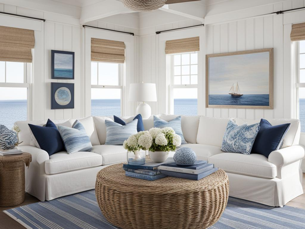 Coastal Living Room With Whitewashed Walls And Nautical throughout Why Interior Designers Are Embracing Small Scale Nautical Wall Accents This Year