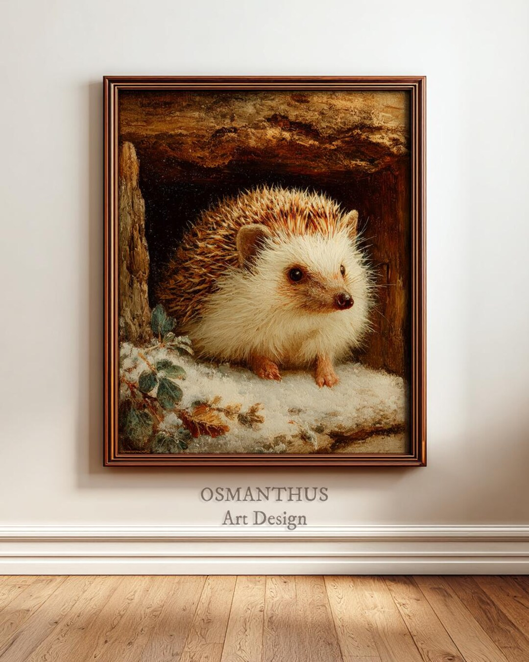 Cozy Woodland Hedgehog Painting - Realistic Fall Art, Textured Warm ... pertaining to Appreciating the fine details of textured brushwork in wildlife art pieces
