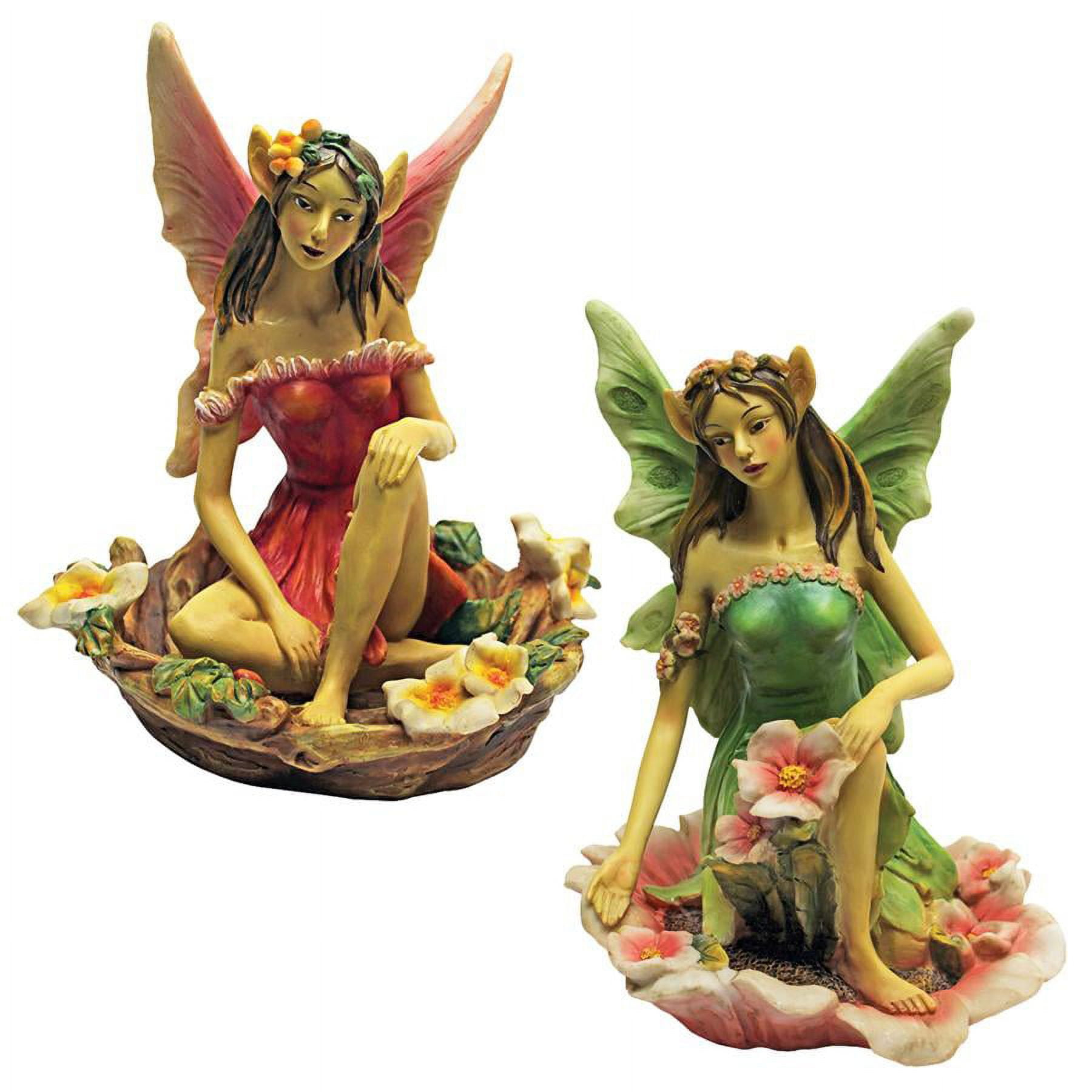 Design Toscano Fairy Of Acorn Hollow Statue: Set Of Red & Green ... with Design Toscano S/ Rowan & Willow Fairy Plaques