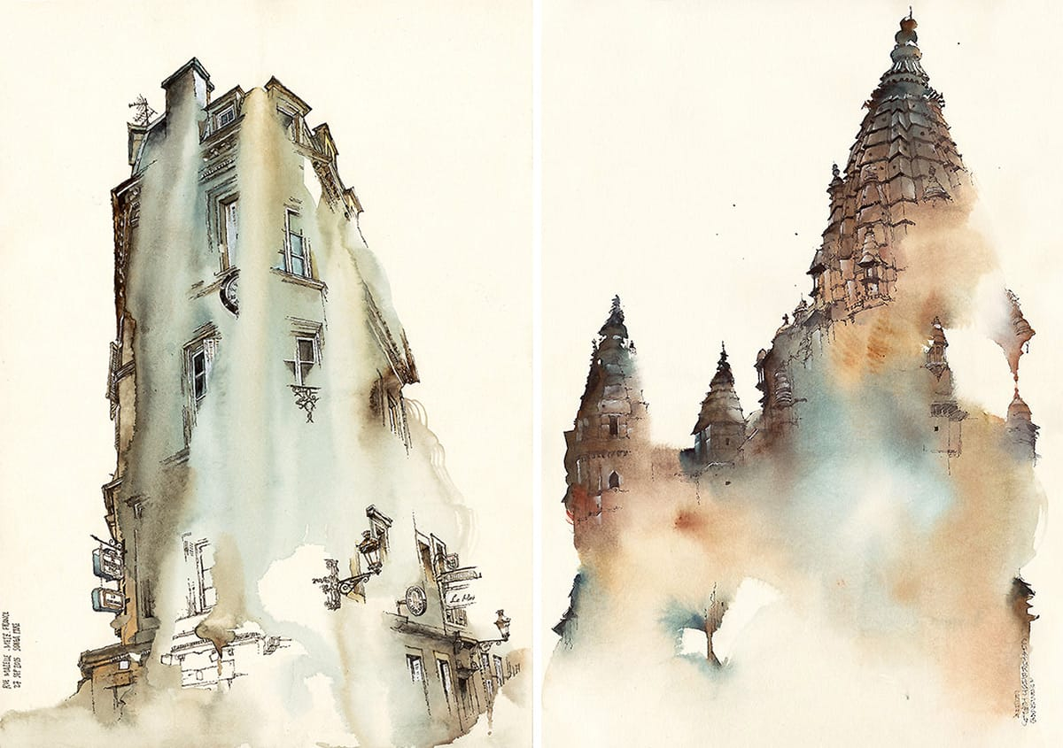 Dreamy New Architectural Watercolors By Artist Sunga Park — Colossal intended for How Abstract Watercolors Capture the Essence of Architectural Light