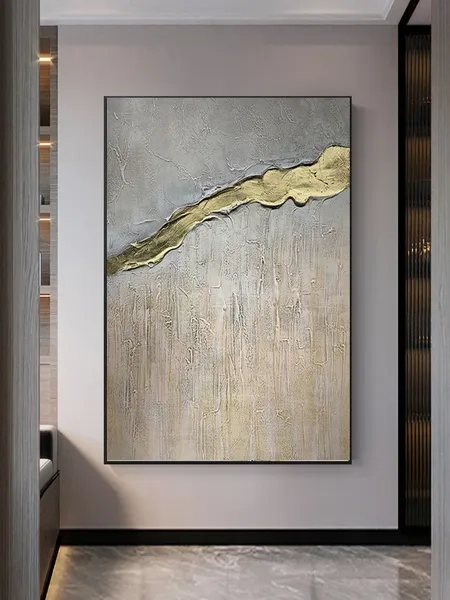 Dropship Hand Painted Texture Abstract Oil Painting Gold Foil Modern ... within The Story Behind Hand Painted Textures in Contemporary Wall Decor