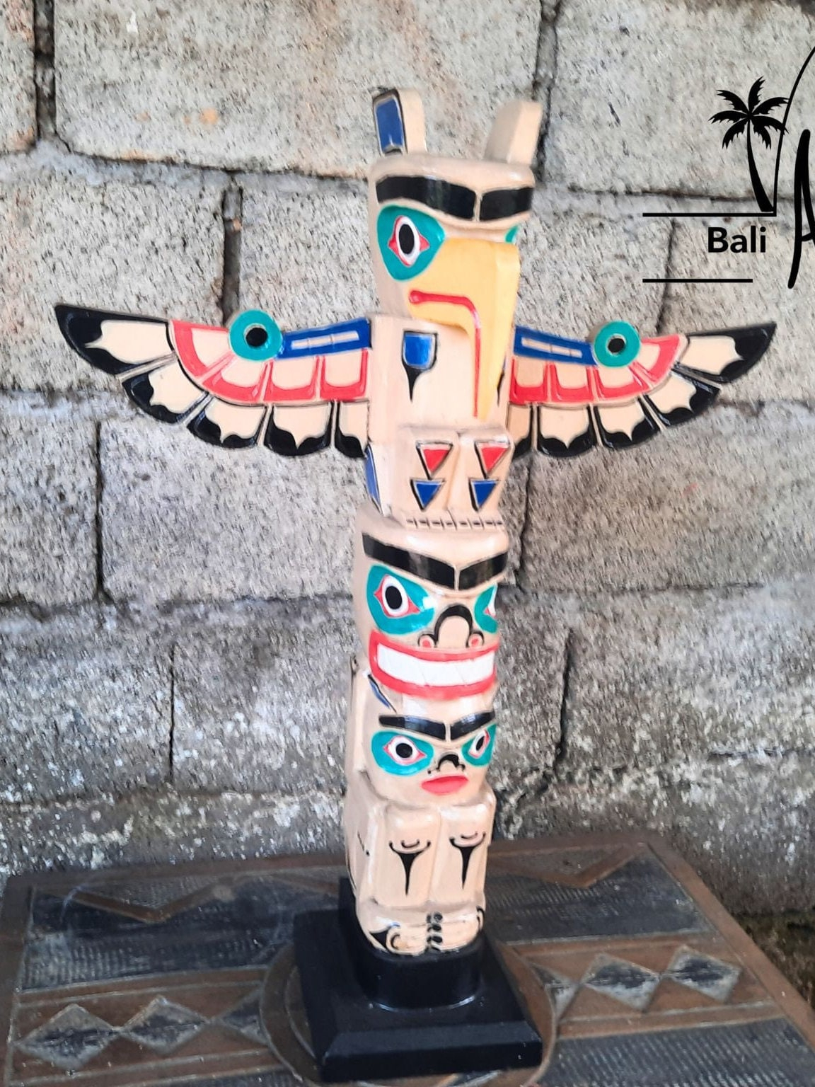 Eagle Totem Pole Wood Carving: 23" Hand Carved Albesia Wood Art - Etsy throughout Bringing Island Warmth Indoors Through Hand Carved Albesia Wood Artistry