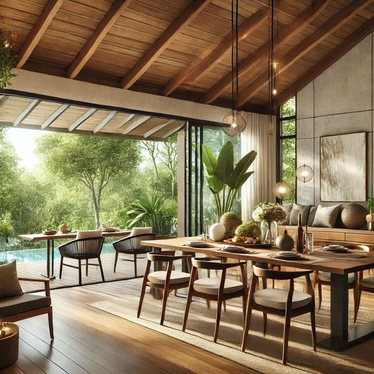 Earthy Elegance: Dining Room With Indoor-Outdoor Appeal | Beautiful ... regarding Golden Pears, Wall Tapestry, 32"X32"
