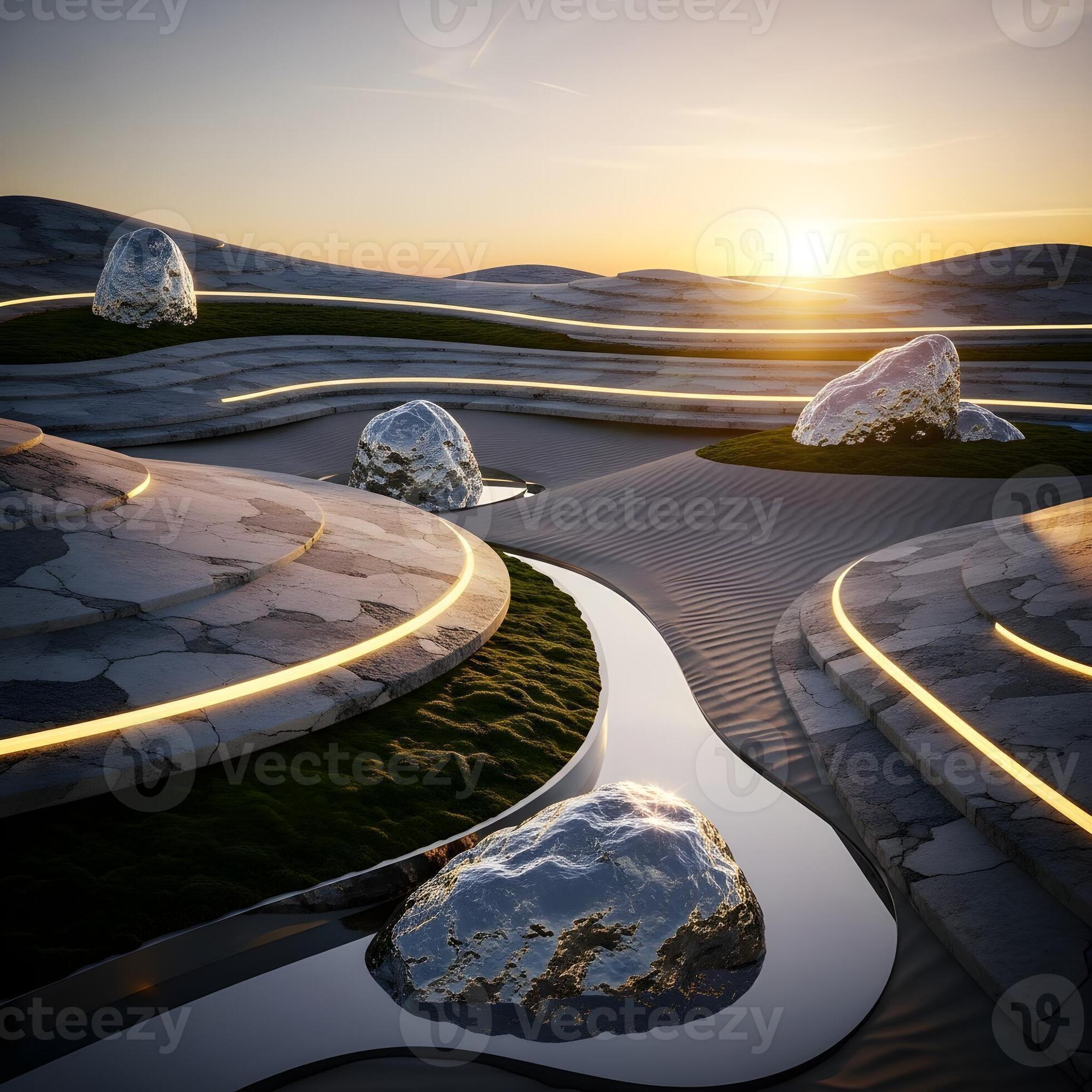Elegant Sunset Landscape Showcasing Layered Organic Textures And ... intended for Teak Wood Bowl Wall Art, Metallurgy Edge, Small