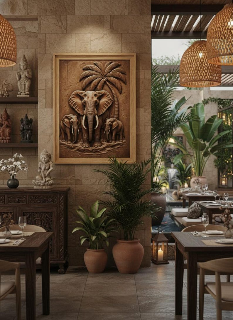 Elephants 3D Relief – Stl File For Cnc &amp; 3D Printing. Wildlife Wall Art ... throughout Why Natural Earth Tones and Elephant Motifs Shape Modern Interior Design in 2026