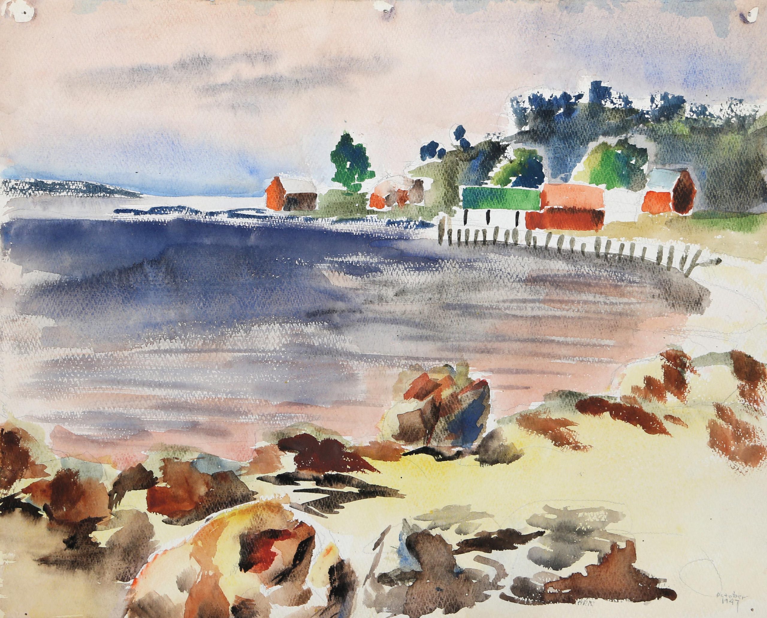 Eve Nethercott - Maine, Watercolor Landscape By Eve Nethercott For Sale ... with regard to Eve Nethercott, Vermont, P4.29, Watercolor Painting