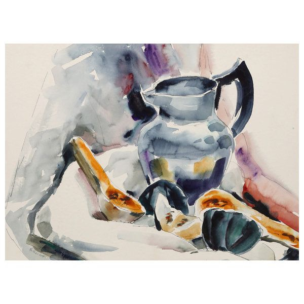 Eve Nethercott, Still Life With Pitcher, P4.4, Watercolor Painting ... within Exploring The Impressionist Magic In Eve Nethercott Vermont P429 Watercolor Painting