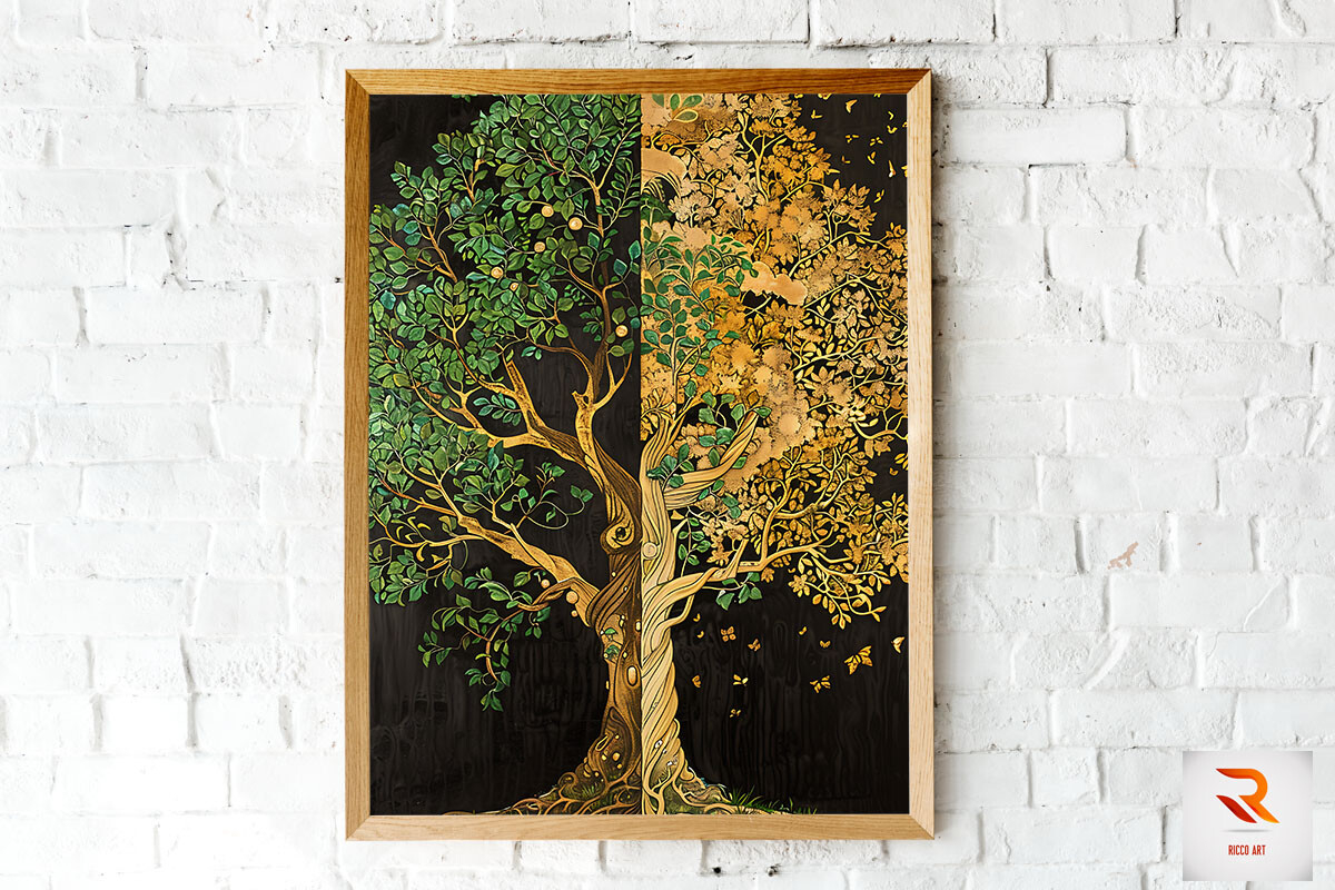 Fantastic Whimsical Oak Tree Wall Art Graphic By Ricco Art · Creative ... regarding Whimsical Tree Acrylic Hand Painted Canvas Wall Art Black Frame