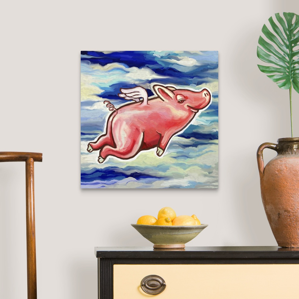 Flying Pig Wall Art, Canvas Prints, Framed Prints, Wall Peels | Great ... inside Porco Volante Wall Decor