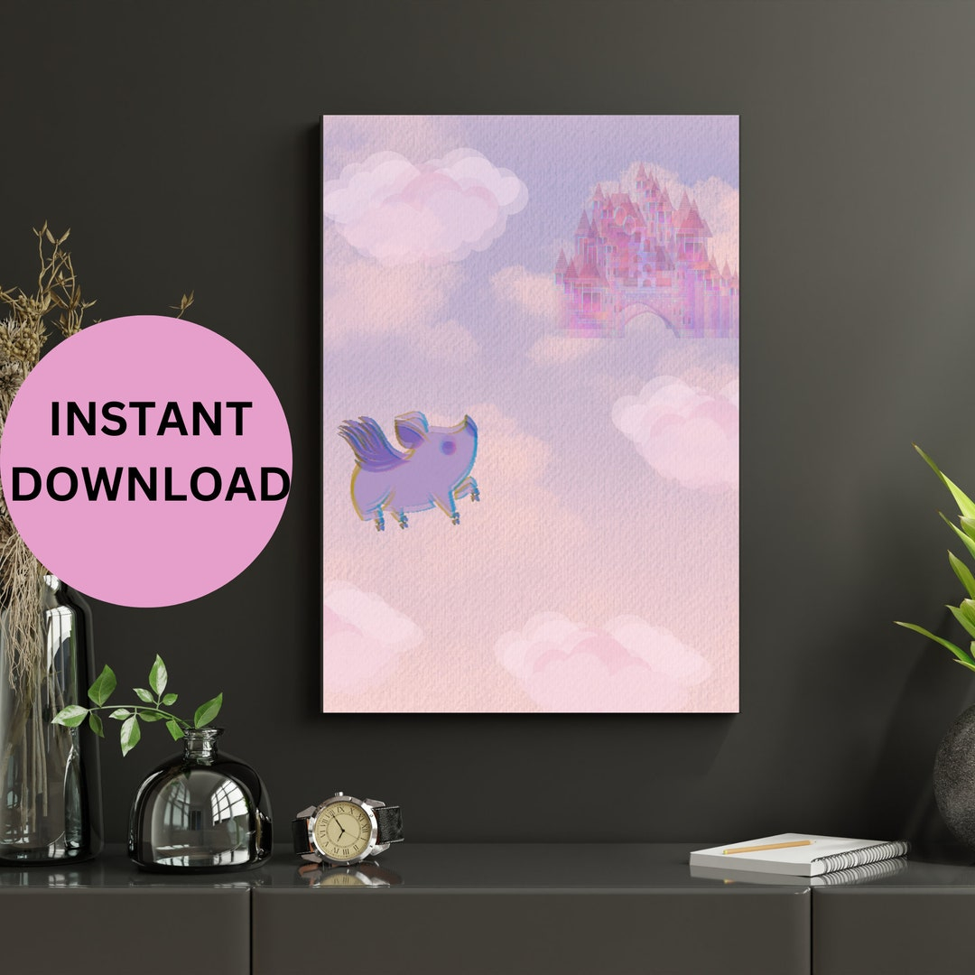Flying Pig Wall Art - Etsy in Decorating Beyond the Ordinary with the Playful History of Flying Pig Wall Art