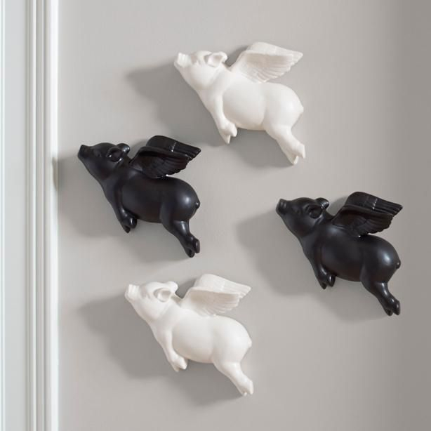 Flying Pigs, Set Of Two | Flying Pig, Pig, Pig Wall Art in Decorating Beyond the Ordinary with the Playful History of Flying Pig Wall Art